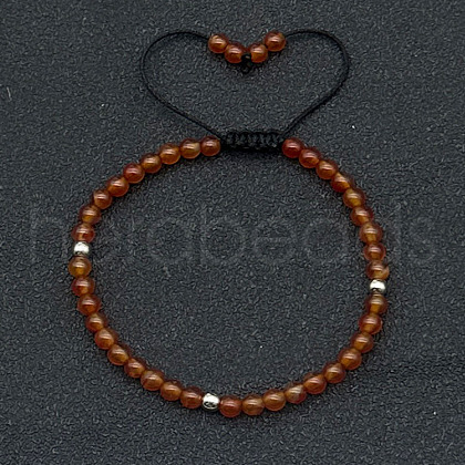 Adjustable Natural Carnelian Braided Beaded Bracelets for Women LG9619-4-1