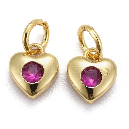 Brass Micro Pave Cubic Zirconia Charms KK-P192-07-G07-1