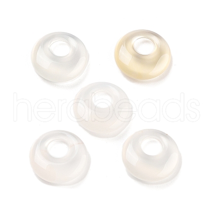 Natural White Chalcedony Flat Round Charms G-P537-03A-1