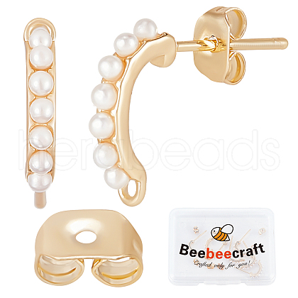 Beebeecraft 10Pcs Brass Stud Earring Findings KK-BBC0003-77-1