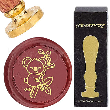 Brass Wax Seal Stamps with Wood Handle AJEW-WH0412-0209-1