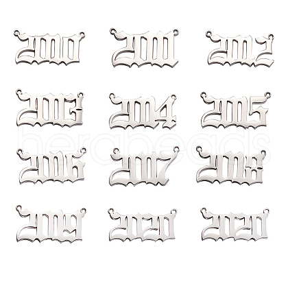 Stainless Steel Birth Year Charms STAS-CJ0001-107-1