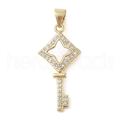 Brass Micro Pave Clear Cubic Zirconia Pendant KK-I712-58G-02-1