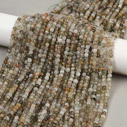 Natural Green Rutilated Quartz Beads Strands G-RM2025-C38-C-1