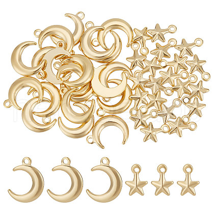 HOBBIESAY 40Pcs 2 Style Brass Charms KK-HY0001-95-1