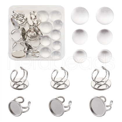 9Pcs 3 Sizes 304 Stainless Steel Cuff Pad Ring Settings DIY-PJ0001-09P-1