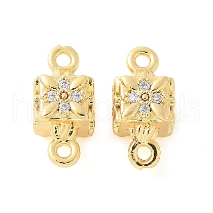Brass Micro Pave Cubic Zirconia Connector Charms KK-U056-18G-1