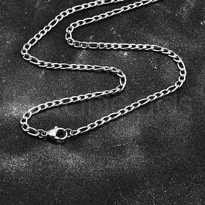 Tarnish Resistant 304 Stainless Steel Figaro Chain Necklace Making STAS-K168-03P-1