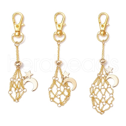 Moon & Star Alloy Swivel Lobster Claw Clasps & Brass Cable Chains AJEW-JB01336-1