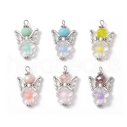 Acrylic Beads with Glass Beads Pendants PALLOY-MZ00698-1