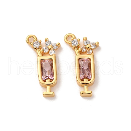 Brass Micro Pave Cubic Zirconia Pendants KK-K382-28G-02-1