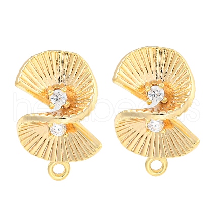 Brass Micro Pave Cubic Zirconia Stud Earring Findings KK-U015-04G-1