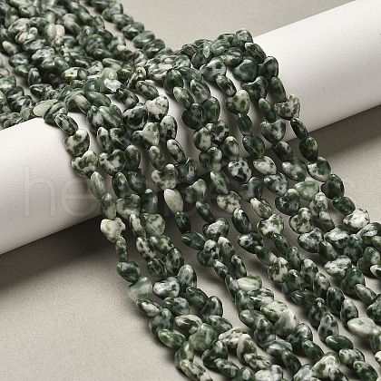 Natural Green Spot Jasper Beads Strands G-P575-C16-6mm-1