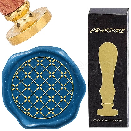 Brass Wax Seal Stamp with Wood Handle AJEW-WH0412-0287-1