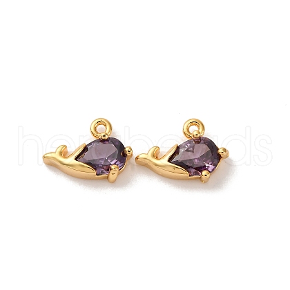 Brass Micro Pave Cubic Zirconia Pendants KK-K382-29G-01-1