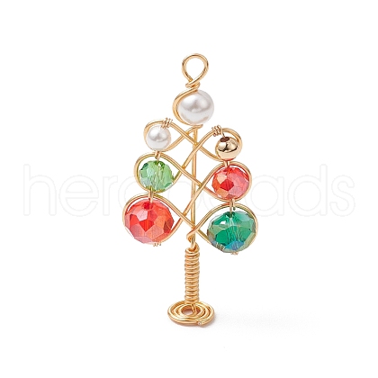 Electroplate Glass Beads & Shell Pearl Beads Pendants PALLOY-TA00275-1