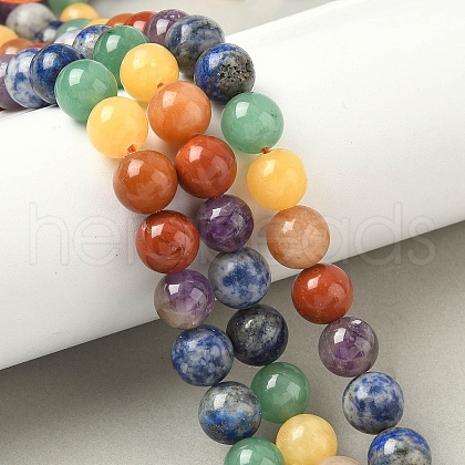 Chakra Natural Mixed Gemstone Beads Strands G-P574-A03-10mm-1