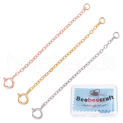 Beebeecraft 3Pcs 3 Style 925 Sterling Silver Chain Extender BJEW-BBC0001-02-1