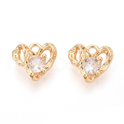 Brass Micro Pave Clear Cubic Zirconia Charms KK-N267-12G-1