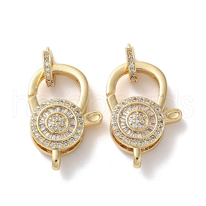 Brass Pave Clear Cubic Zirconia Lobster Claw Clasps KK-M287-07G-A-1