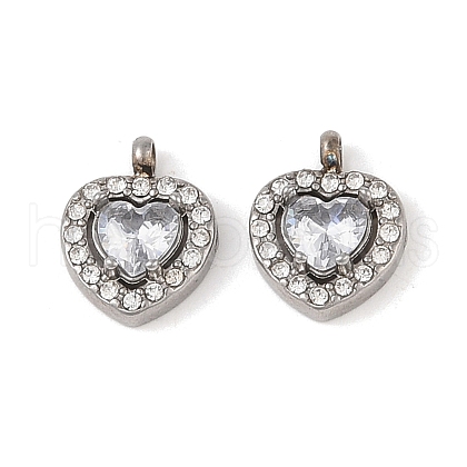 304 Stainless Steel Cubic Zirconia Pendants STAS-A076-02P-01-1