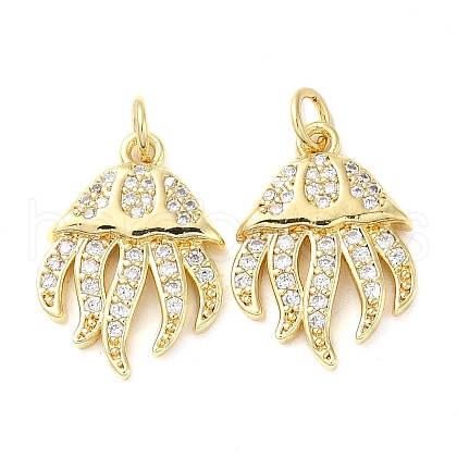 Rack Plating Brass Micro Pave Clear Cubic Zirconia Pendants KK-M260-02G-1