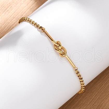304 Stainless Steel Knotted Link Bracelets BJEW-R027-04G-1