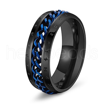 Viking Rune Stainless Steel Rotatable Finger Ring for Men PW-WG428D7-07-1