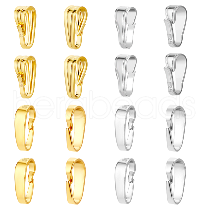   16Pcs 4 Colors 925 Sterling Silver Snap on Bails STER-PH0001-39-1