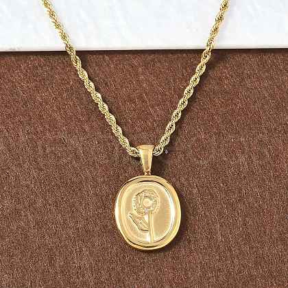 304 Stainless Steel Pendant Necklaces NJEW-H069-01B-G-1