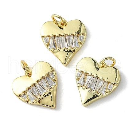 Rack Plating Brass Micro Pave Cubic Zirconia Pendants KK-K332-02G-1