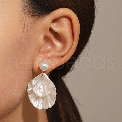 Alloy Imitation Pearl Dangle Stud Earrings FS-WGB74E4-01-1