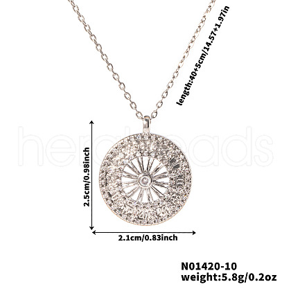 Elegant Wheel Shaped Brass Micro Pave Clear Cubic Zirconia Pendant Necklaces for Women GZ1520-2-1