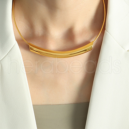 304 Stainless Steel Curved Tube Round Snake Chain Necklaces for Women FS-WG91F2E-02-1