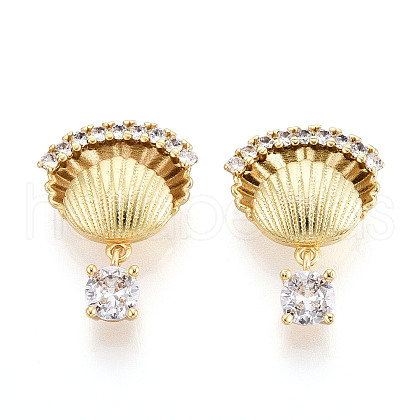 Brass Micro Pave Cubic Zirconia Pendants KK-N265-19G-1