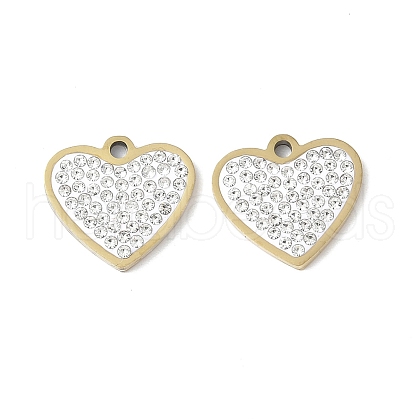 201 Stainless Steel Rhinestone Pendants STAS-V005-05G-03-1