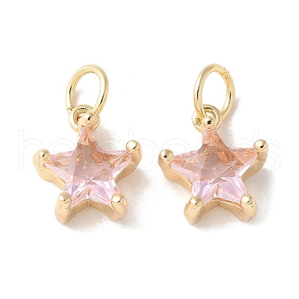 Brass Micro Pave Clear Cubic Zirconia Pendants KK-Q031-19G-02-1