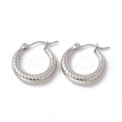 Tarnish Resistant 201 Stainless Steel Hoop Earrings with 304 Stainless Steel Pins for Women EJEW-B016-11P-1