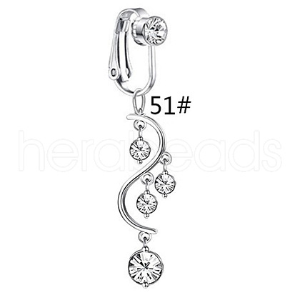 304 Stainless Steel Pave Clear Cubic Zirconia Clip on Belly Rings FS-WGD716D-03-1