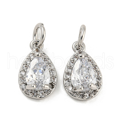 Brass Micro Pave Clear Cubic Zirconia Charms KK-G490-20P-1