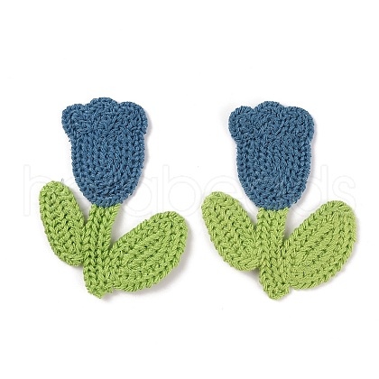 Tulip Flower Shape Polyester Knitted Appliques PATC-WH0005-12A-1