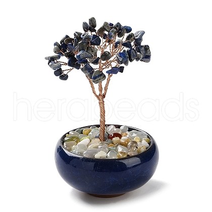 Natural Lapis Lazuli Chips Tree Decorations DJEW-M012-02A-1