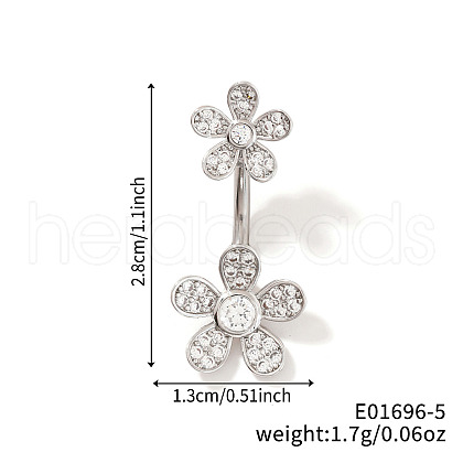 Shiny Sunflower Brass Full Crystal Rhinestone Belly Button Rings AG8892-5-1