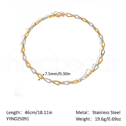 Stainless Steel Teardrop Link Chain Necklaces for Unisex KY6567-2-1