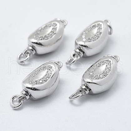 Anti-Tarnish Rhodium Plated 925 Sterling Silver Cubic Zirconia Box Clasps STER-F037-062P-1