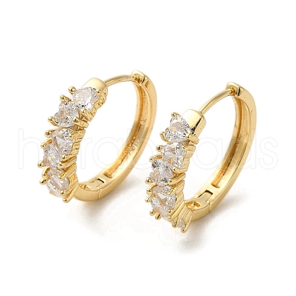 Brass Micro Pave Cubic Zirconia Hoop Earrings EJEW-C073-06C-G-1