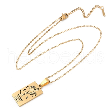 12 Constellation Stainless Steel Tarot Card Engraved Pendant Cable Chain Necklaces PW-WG94DCE-10-1