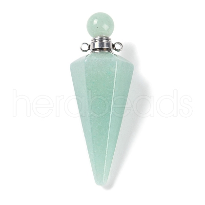 Natural Green Aventurine Faceted Cone Openable Perfume Bottle Big Pendants G-L524-18P-13-1