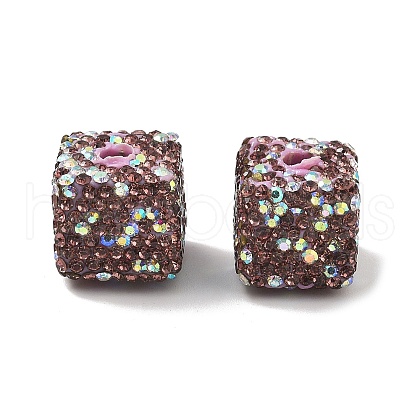Cube Shape Polymer Clay Rhinestone Beads CLAY-NH0001-08B-1
