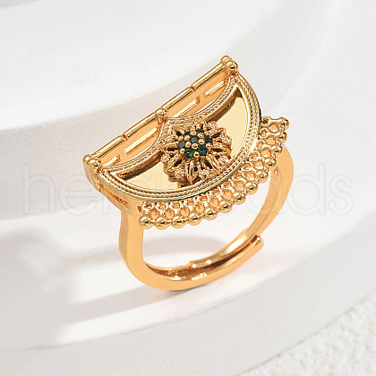 Brass Micro Pave Cubic Zirconia Finger Rings for Women QI1043-2-1